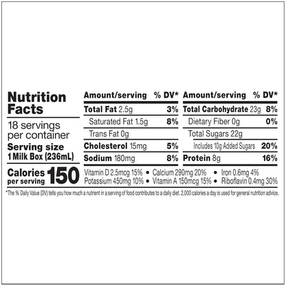 Horizon Organic Shelf-Stable 1% Low Fat Milk Boxes, Chocolate, 8 fl oz, 18 Pack
